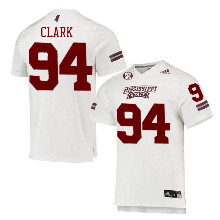 Men #94 Corey Clark Mississippi State Bulldogs College Football Jerseys Stitched-White